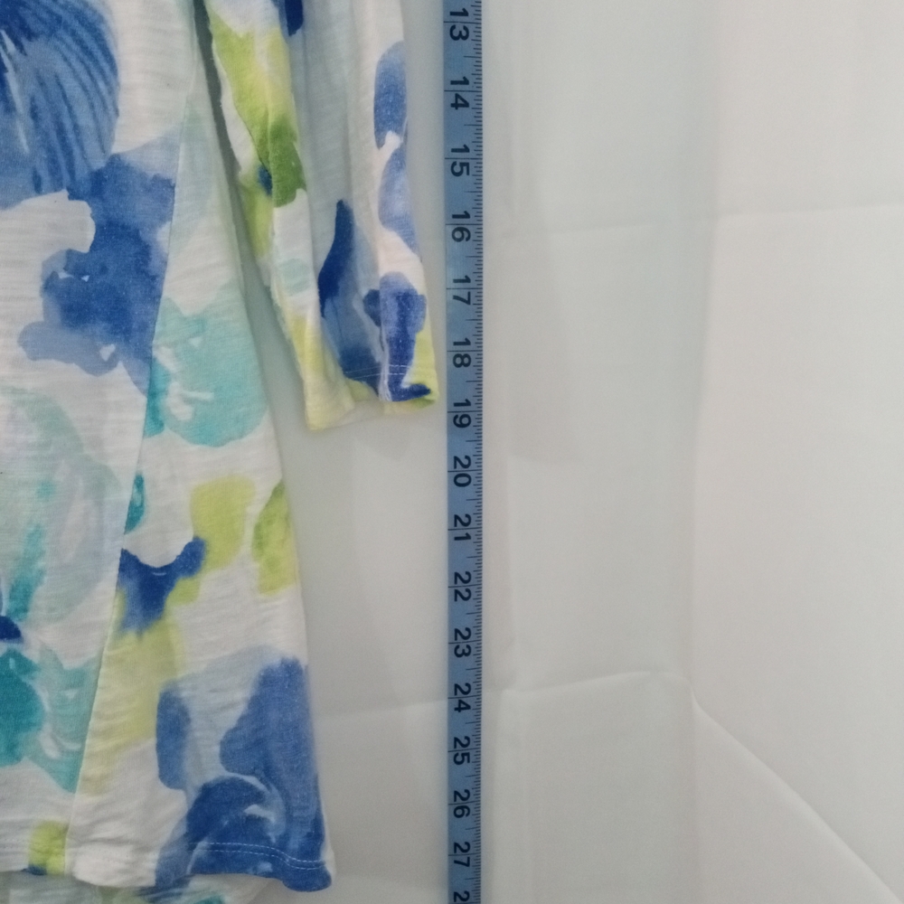 Chico's Vibrant Blue & Green Abstract Floral Long Sleeve Top - Size 0 (US Small) - Picture 4 of 10